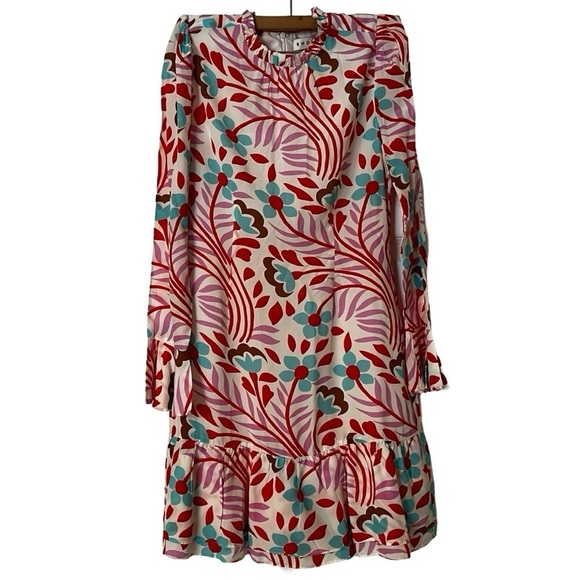 NWT RHODE Red Printed Puff 3/4 Sleeve Mini A-line Dress Sz S - Picture 2 of 5